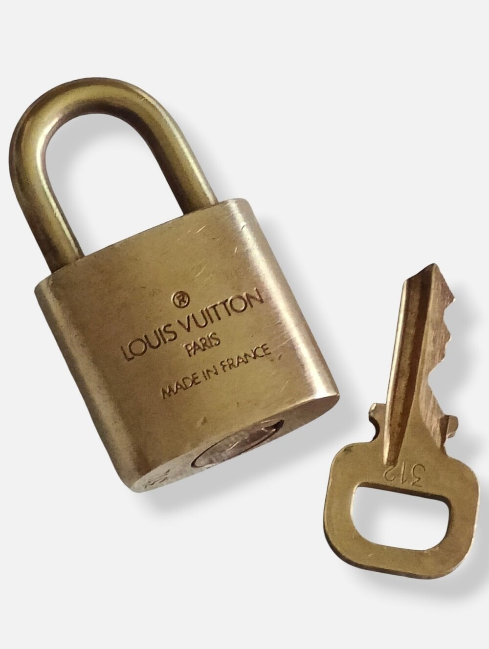 Louis Vuitton Gold Brass Lock and Key #312